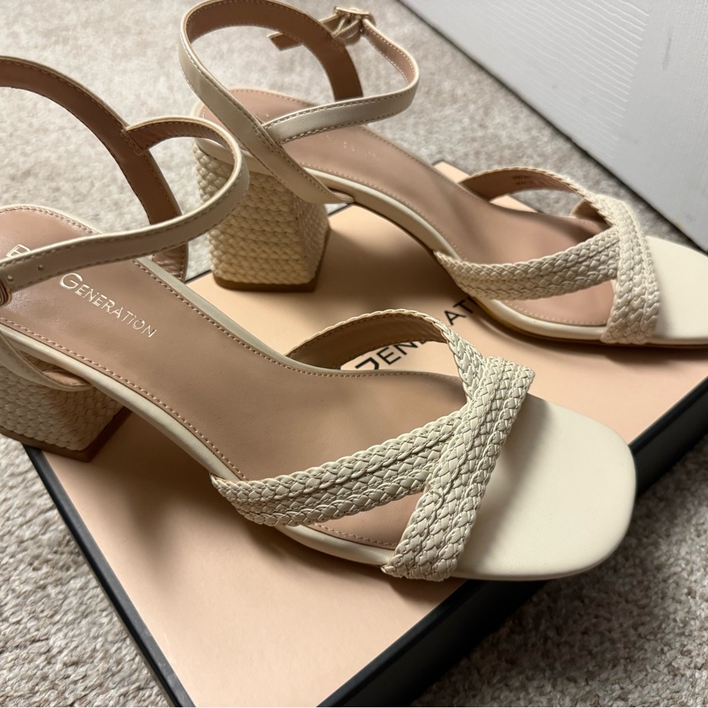 NEW BCBGeneration Cream Heels with Braided Straps